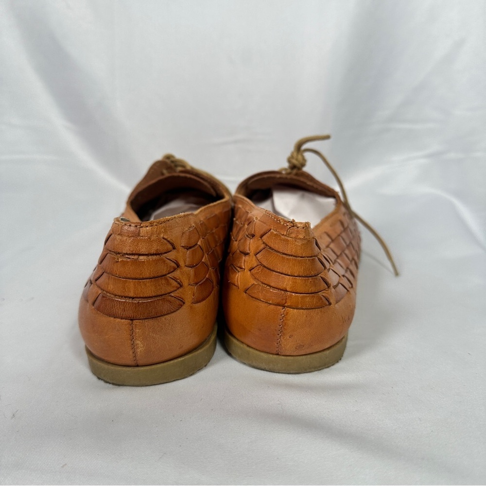 Saturday Knights Vintage Woven Leather Huarache Oxfords Tan Brazil Women’s 10 - Picture 7 of 15